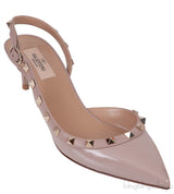 Spike Rockstud Nude Slingback Mini Heels