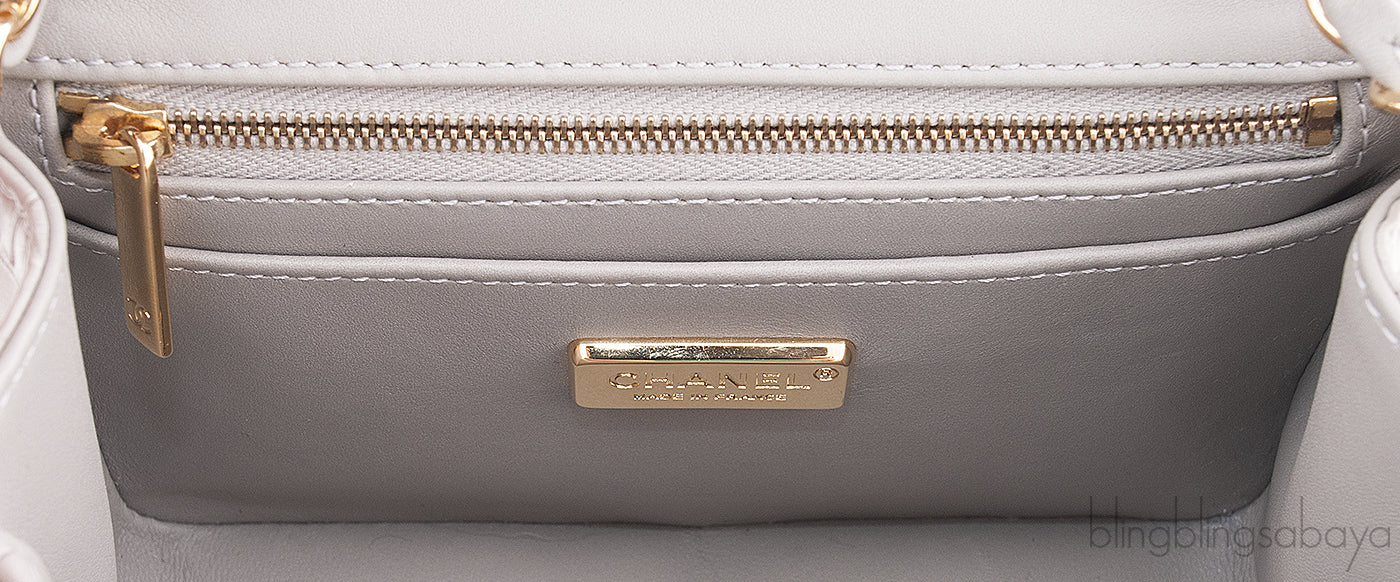 Grey Pearl Crocodile Mini Flap Bag