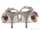 Oscar dela Renta Silver Gold Bow Slingback Heels