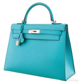 Kelly 32 Bleu Paon Sellier PHW