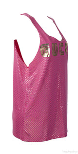 Gucci Pink Guccy and Star Metallic Gold Tank Top