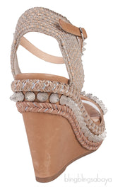 Beige Cordillera Studded Wedge Sandals