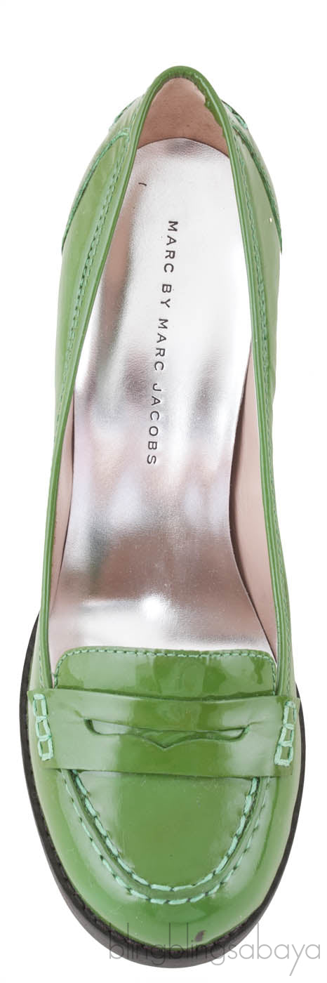 Green Patent Loafer Heels