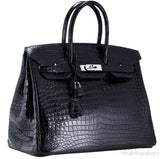Birkin 35 Black Matte Crocodile PHW