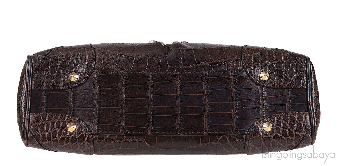 Brown Crocodile Shoulder Bag