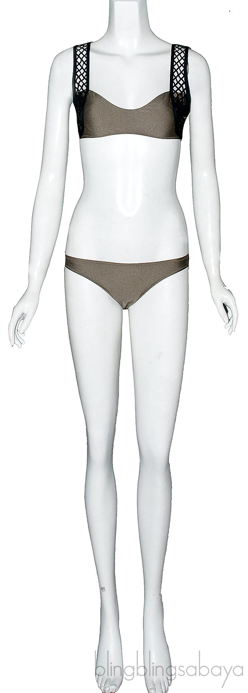 Metallic Knox Lattice Trimmed Bikini & Top