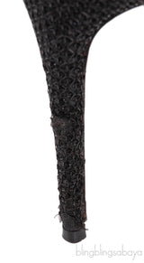 Christian Louboutin Metallic Black Fabric Heels