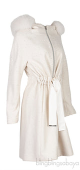 White Sequin Embellished Coat