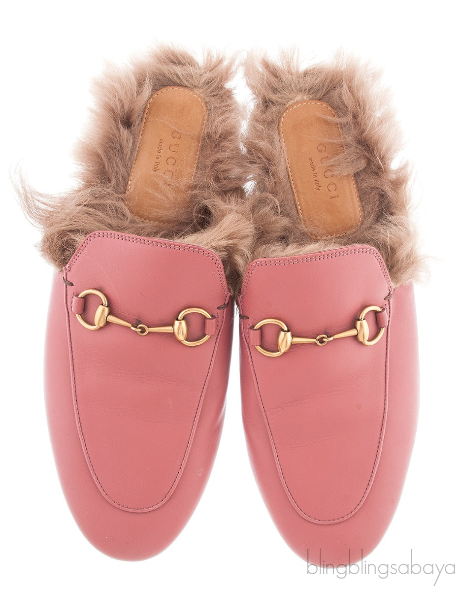 Pink Princetown Fur Slide
