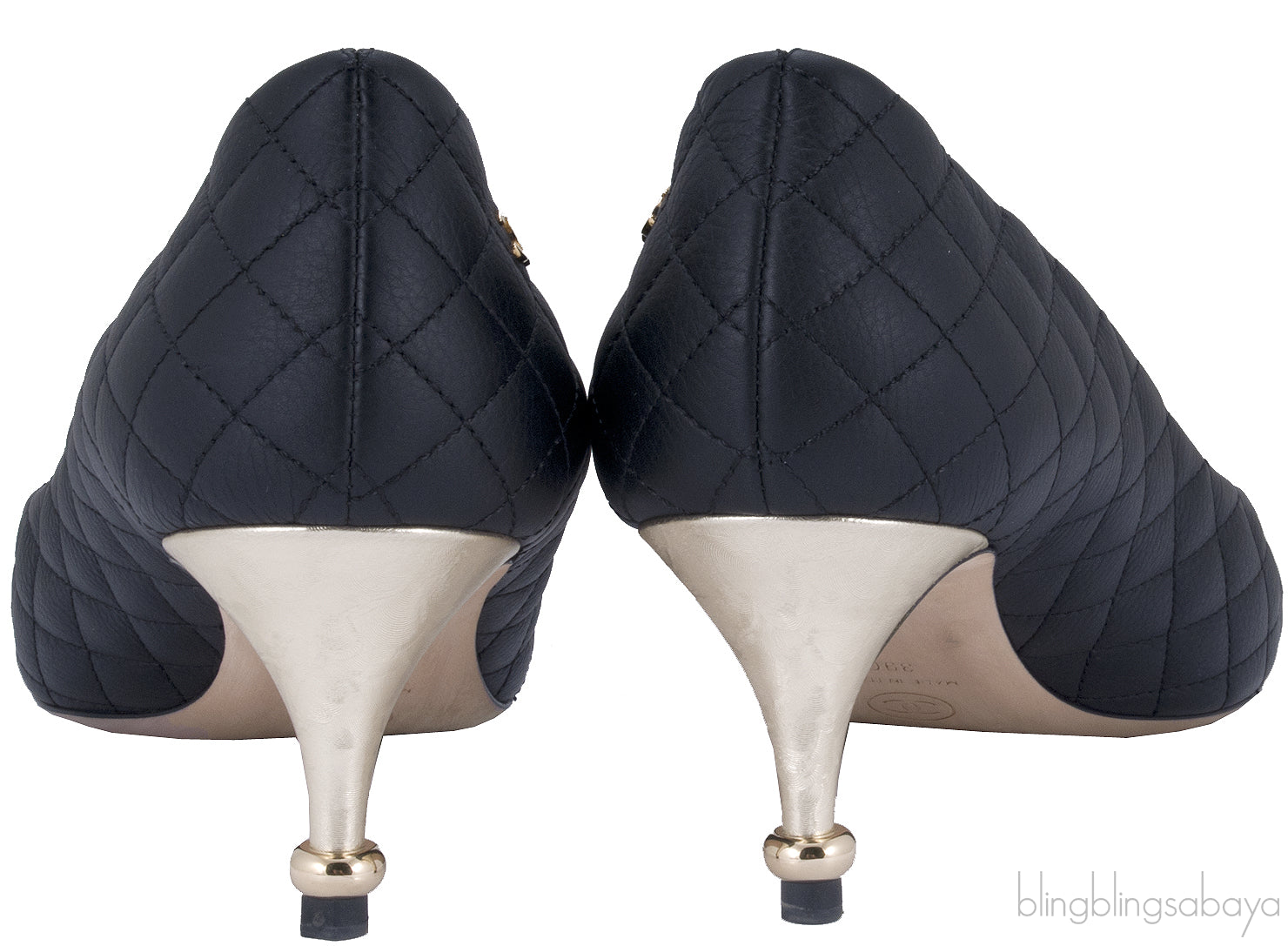Black Quilted Leather Heels