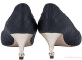 Black Quilted Leather Heels