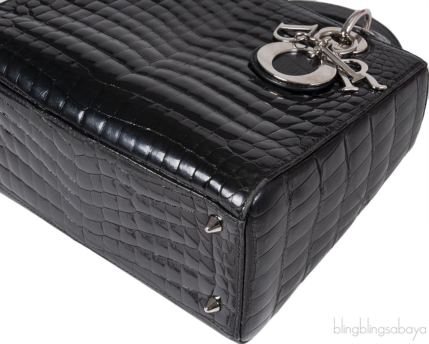 Christian Dior Lady Dior Black Medium Crocodile PHW