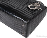 Christian Dior Lady Dior Black Medium Crocodile PHW