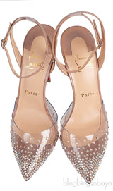 Nude PVC Crystal Slingback Heels
