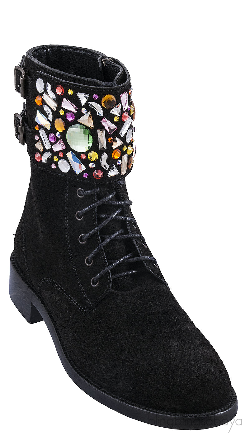 Jewelled Suede Ankle Boots