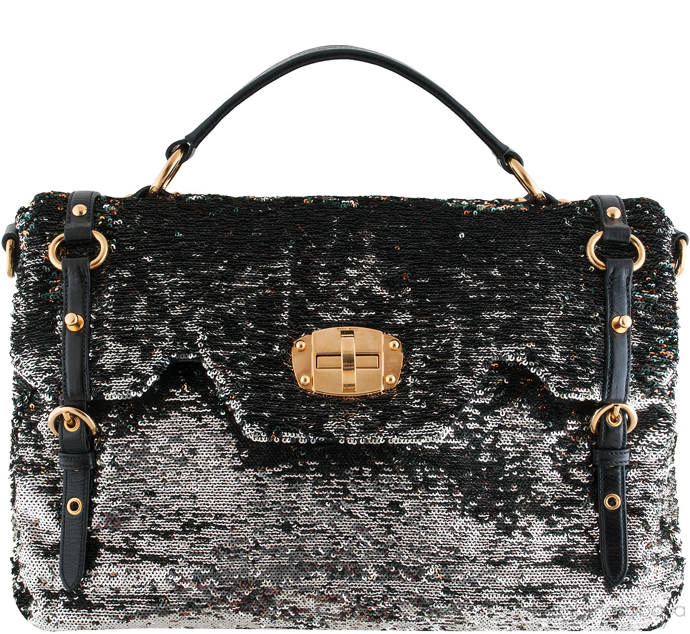 Sequin Black Turn-lock Handle Bag