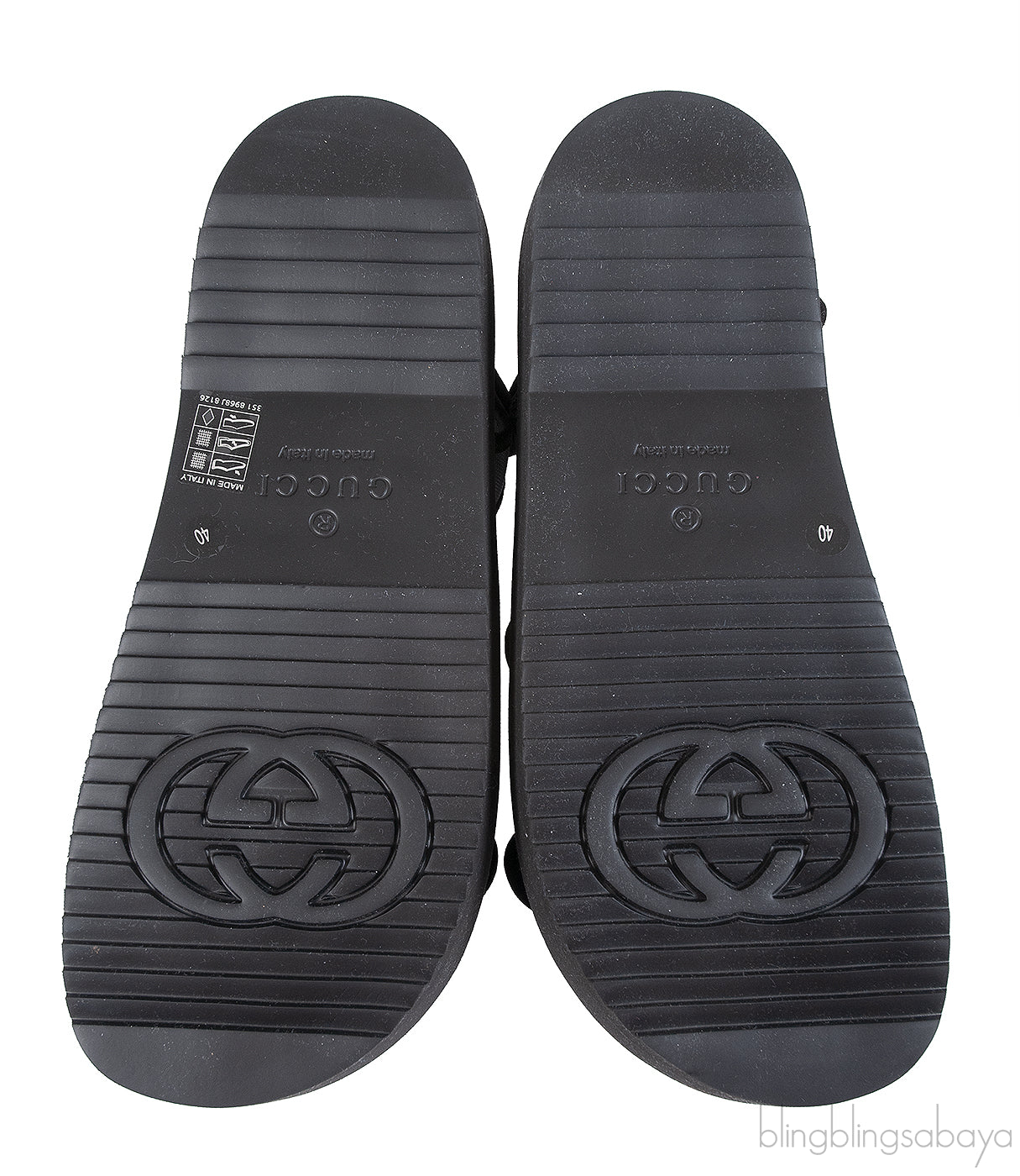Gucci Black Crystal Embellished Monogram Pattern Sandals