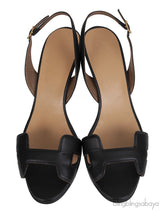 Hermes Black Night 70 Slingback Sandals