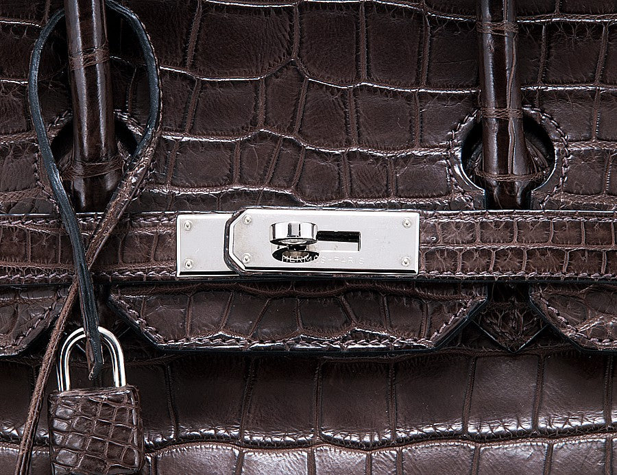 Birkin 35 Brown Matte Porosus PHW