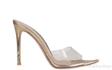 PVC Gold Pointed Toe Sandals