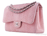 Classic Jumbo Pink Python Flap Bag