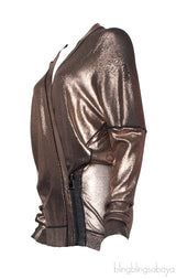 Metallic Copper Wrap Cardigan