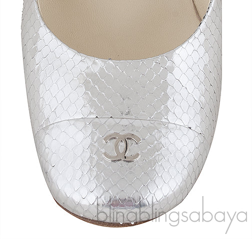 Silver Metallic Python Heels