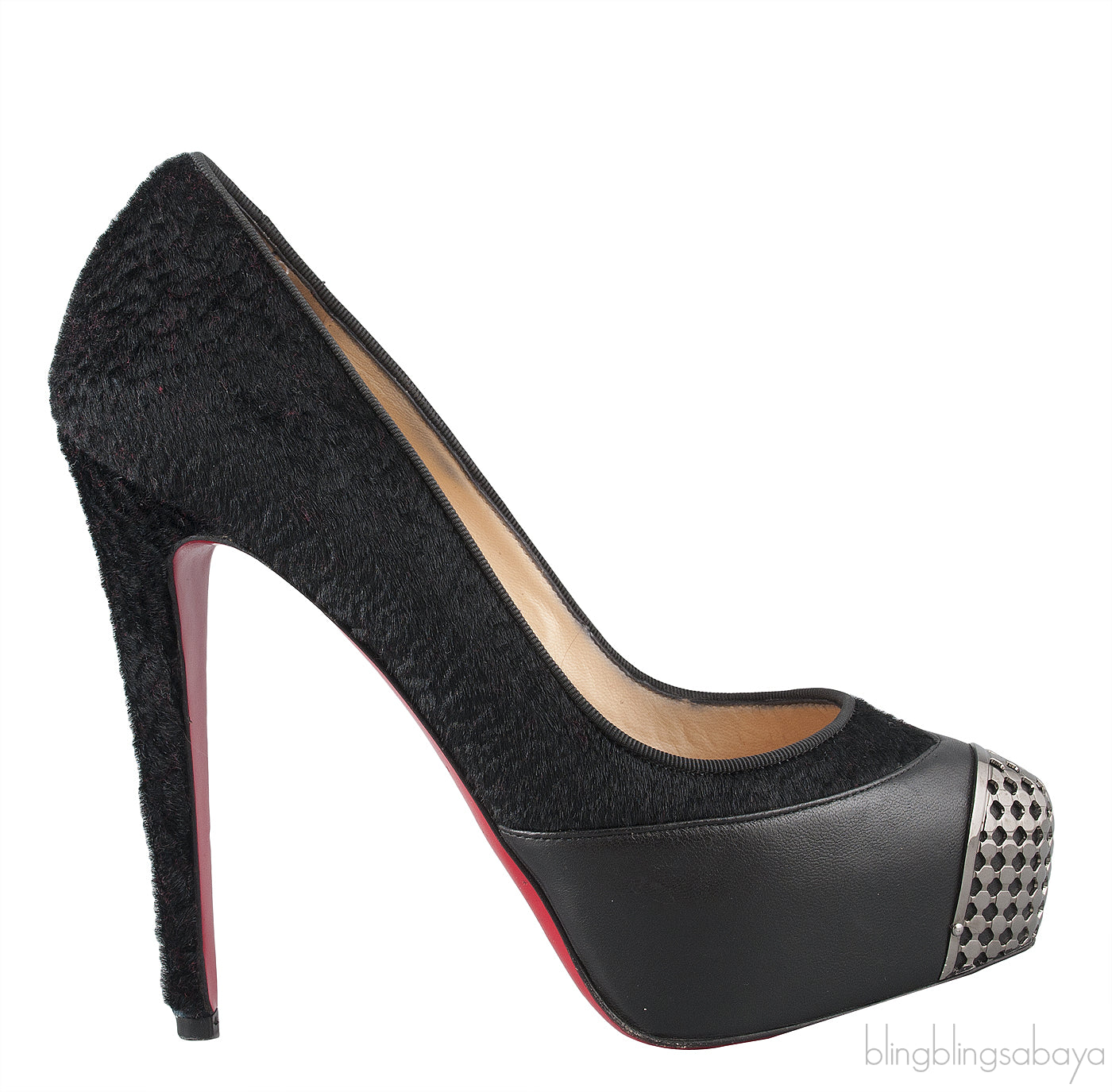 Maggie 140 Black Nappa & Pony Heels