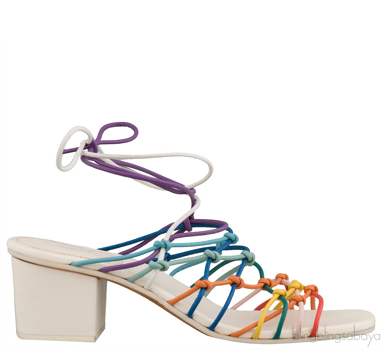 Jamie Multicolor Knotted Ankle-wrap Sandals