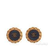 Vintage Chain CC Button Gold Plated Clip-on Earrings