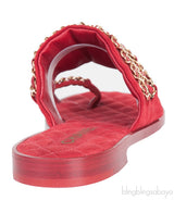 Red Suede & Chain Sandals