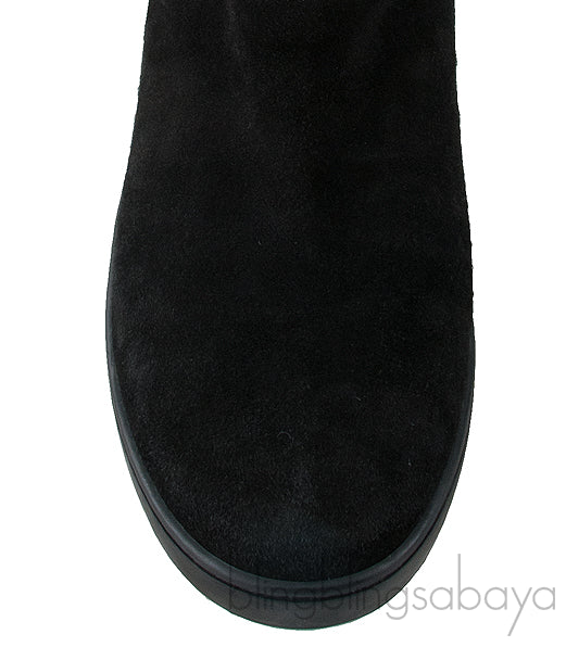 Black Quilted Suede Boots