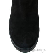 Black Quilted Suede Boots