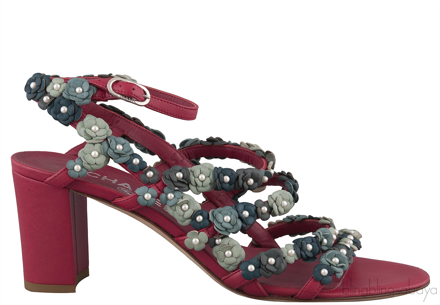 Chanel Camellia Strappy Pearl Red Sandals