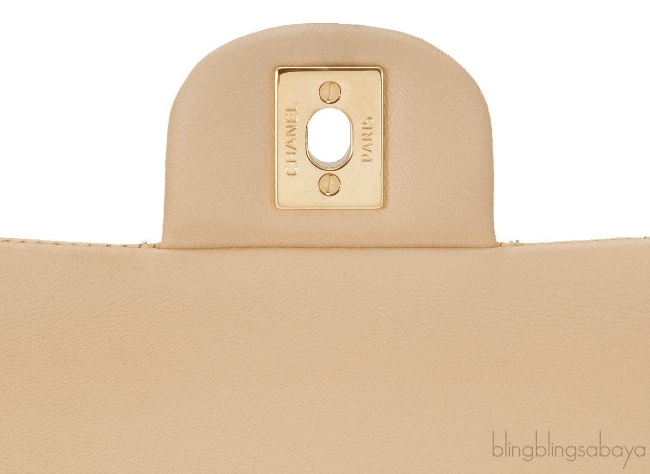 Classic Beige Matte Quilted Flap Bag
