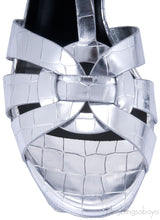 Tribute Crocodile Print Silver Patent