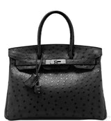Birkin 30 Black Ostrich PHW