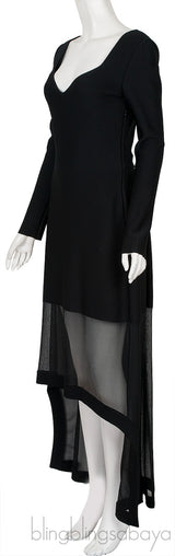 Layered Ribbed Knit & Silk Blend Tulle Dress