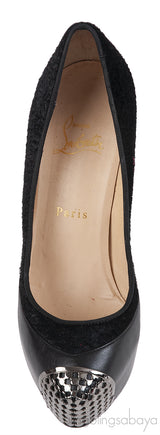 Christian Louboutin Maggie 140 Black Nappa & Pony Heels