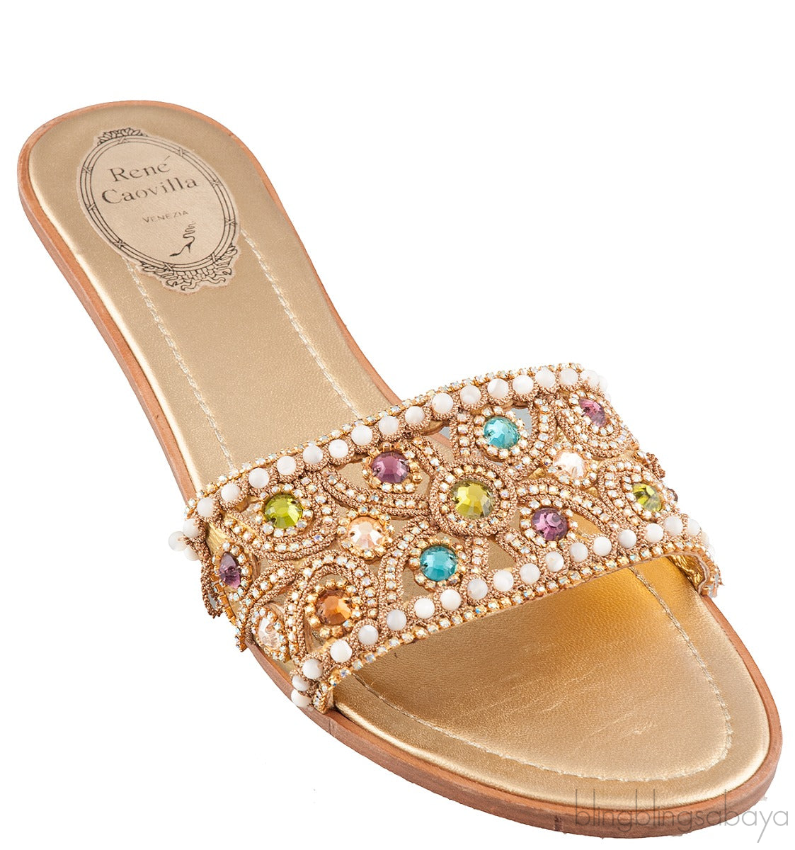 Gold Multicolor Crystal Sandals