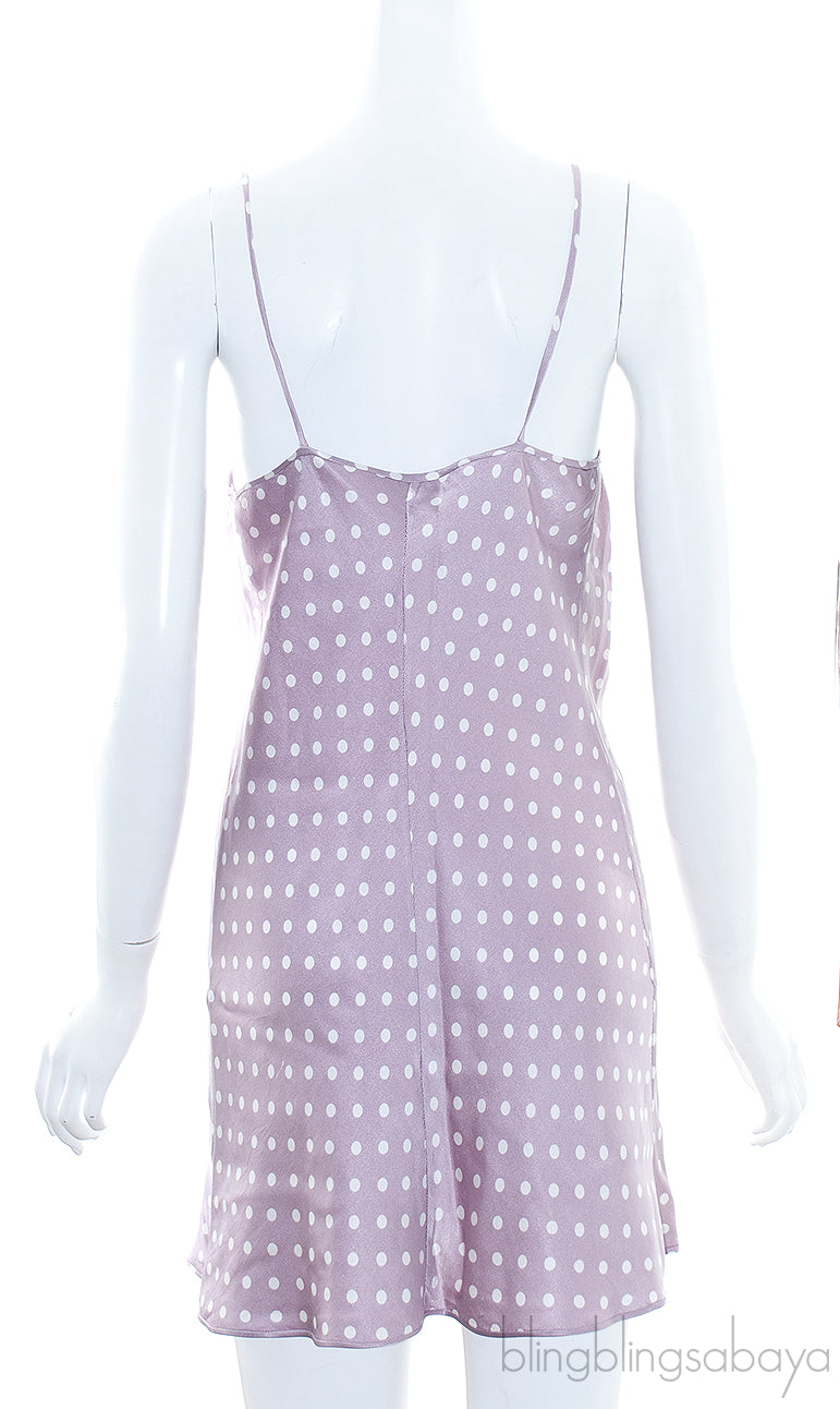 Lilac Polka Dot Satin Chemise