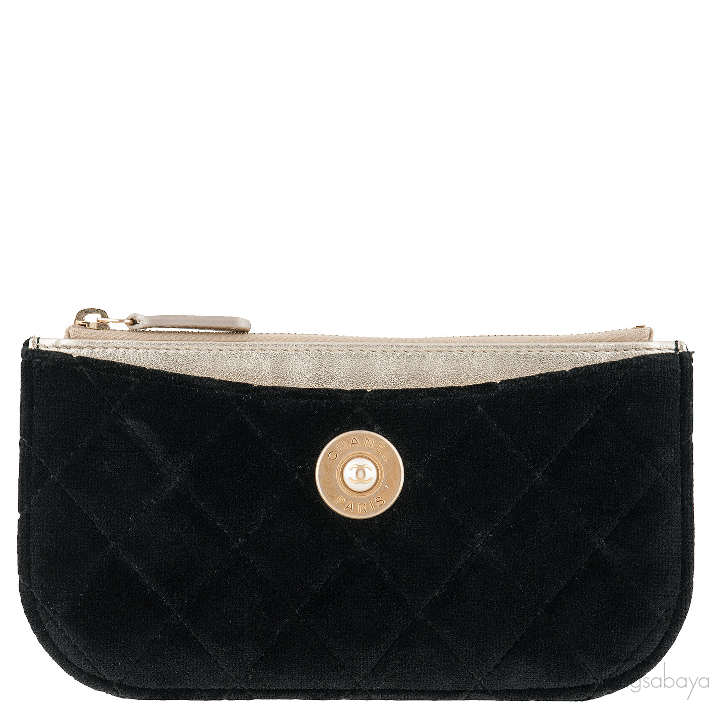 Black Quilted Velvet Pouch