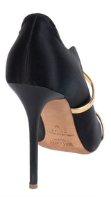 Malone Souliers Maureen Black Satin Gold Heels 41