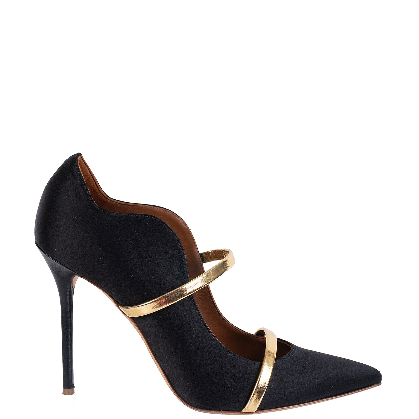 Malone Souliers Maureen Black Satin Gold Heels 41
