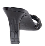 Gina Black Crystal Croc Embossed Sandals 36