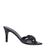 Gina Black Crystal Croc Embossed Sandals 36
