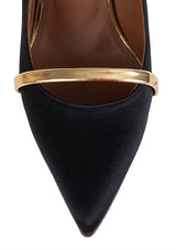 Malone Souliers Maureen Black Satin Gold Heels 41