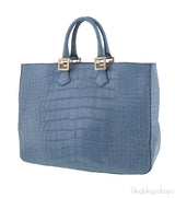 Twin Alligator Blue Jean Tote Bag