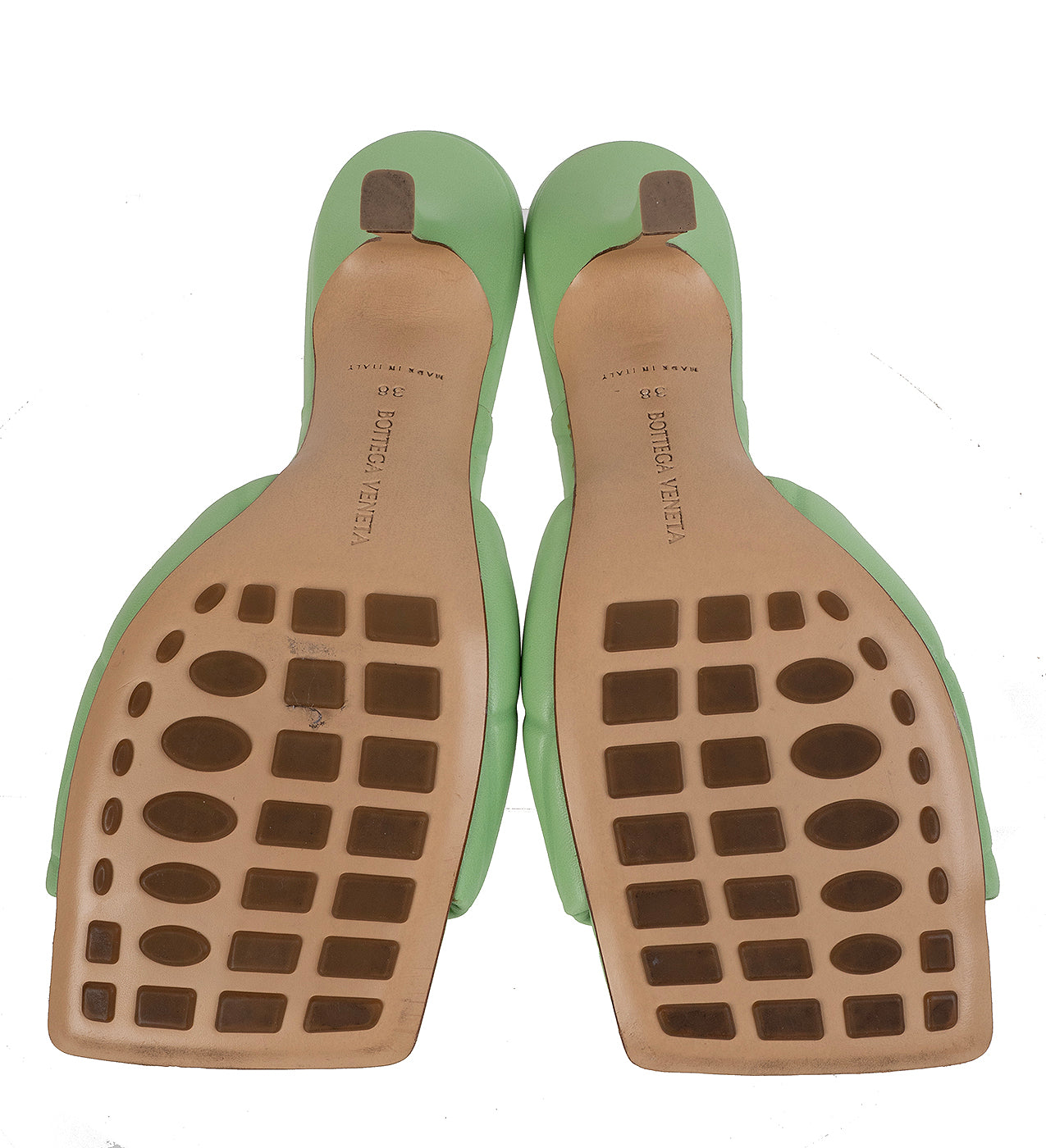 Bottega Veneta Mint Green Nappa Quilted Lido Mule Sandals 38