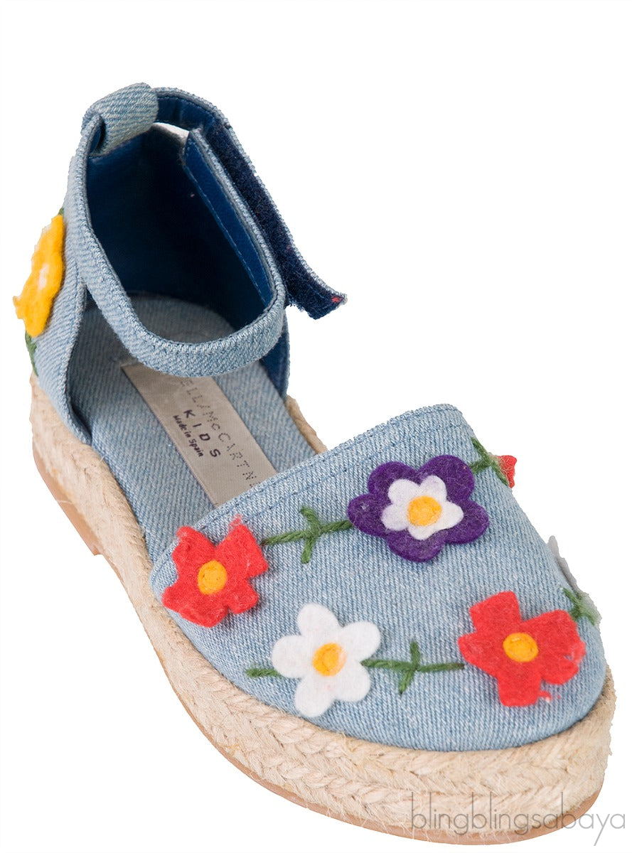 Blue Denim Floral Kids Espadrille